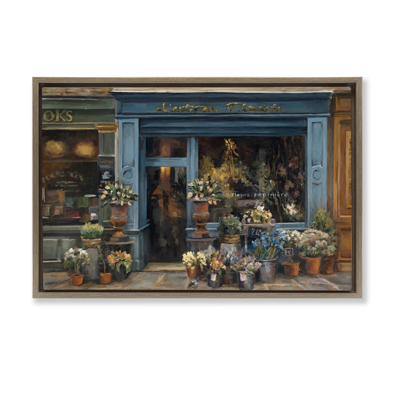 Stupell Industries Florist Shopfront in Town Framed Floater Canvas Wall Art Design by Marilyn Hageman
